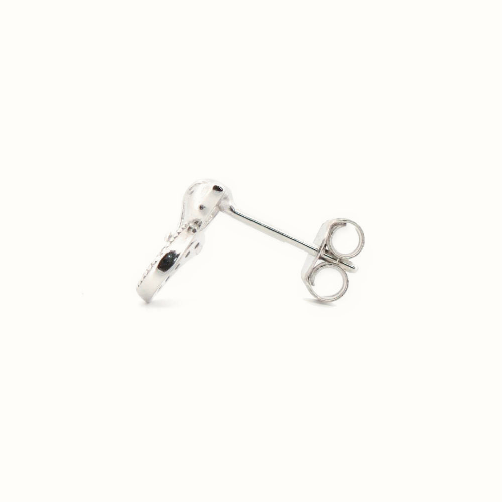 Sterling Silver Rhodium Plated CZ Set Cat Stud Earrings – AES185