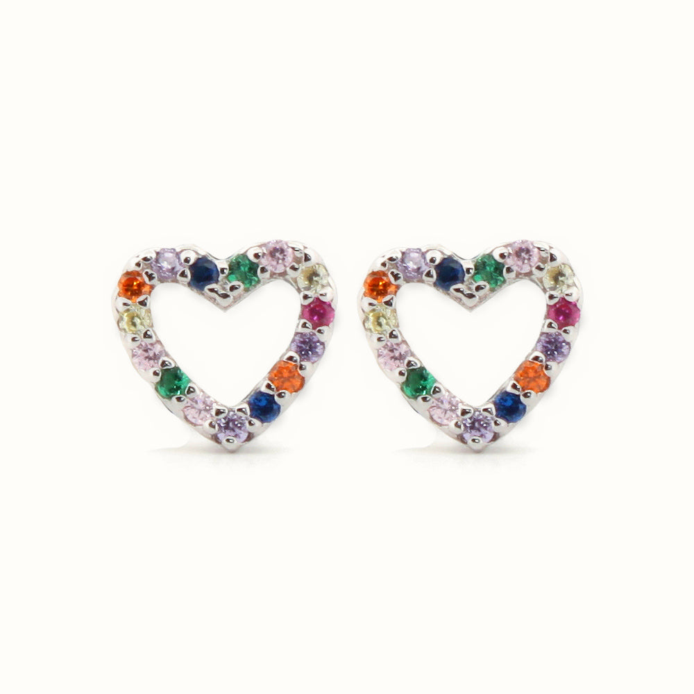 Sterling Silver Rhodium Plated CZ Set Stud Earrings – AES188