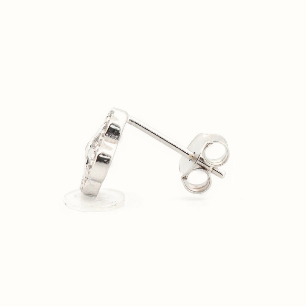 Sterling Silver Rhodium Plated CZ Set Stud Earrings – AES193