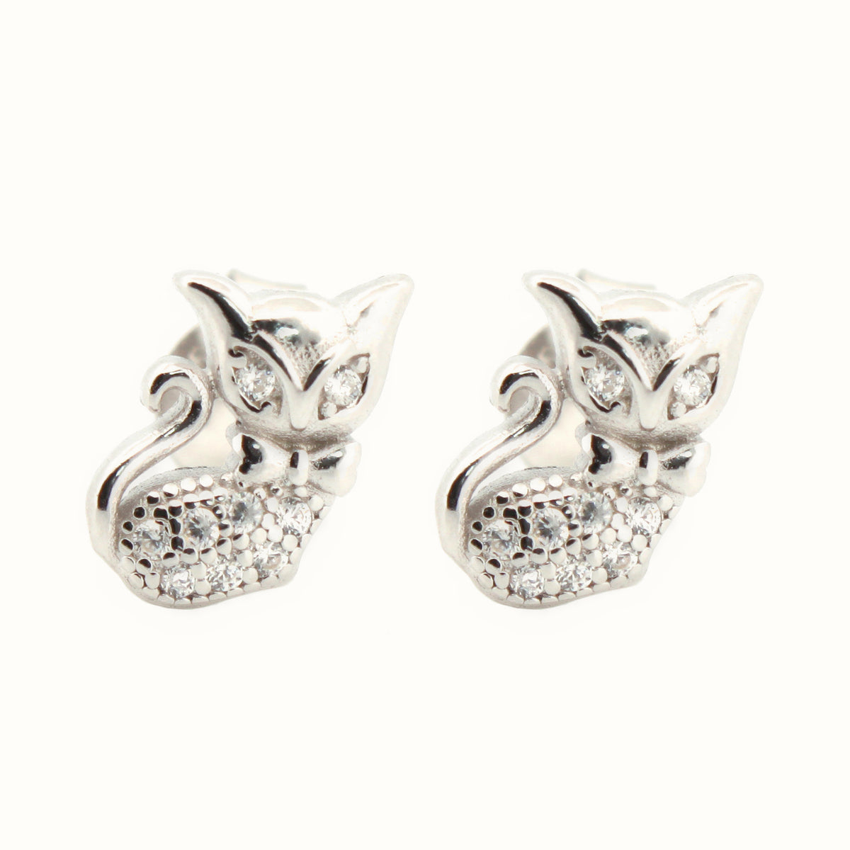 Sterling Silver Rhodium Plated CZ Set Stud Earrings – AES196