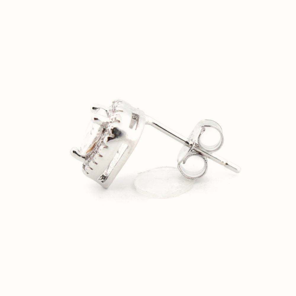 Sterling Silver Rhodium Plated CZ Set Stud Earrings – AES198