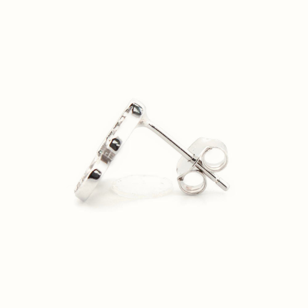 Sterling Silver Rhodium Plated CZ Set Stud Earrings – AES199
