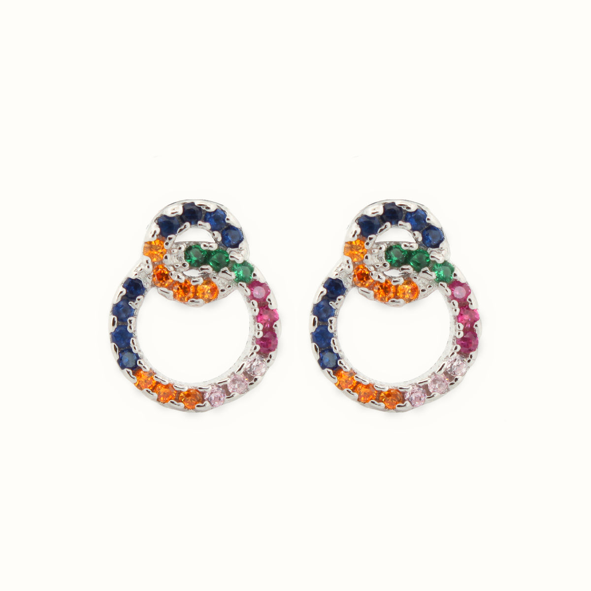 Sterling Silver Rhodium Plated CZ Set Stud Earrings – AES201