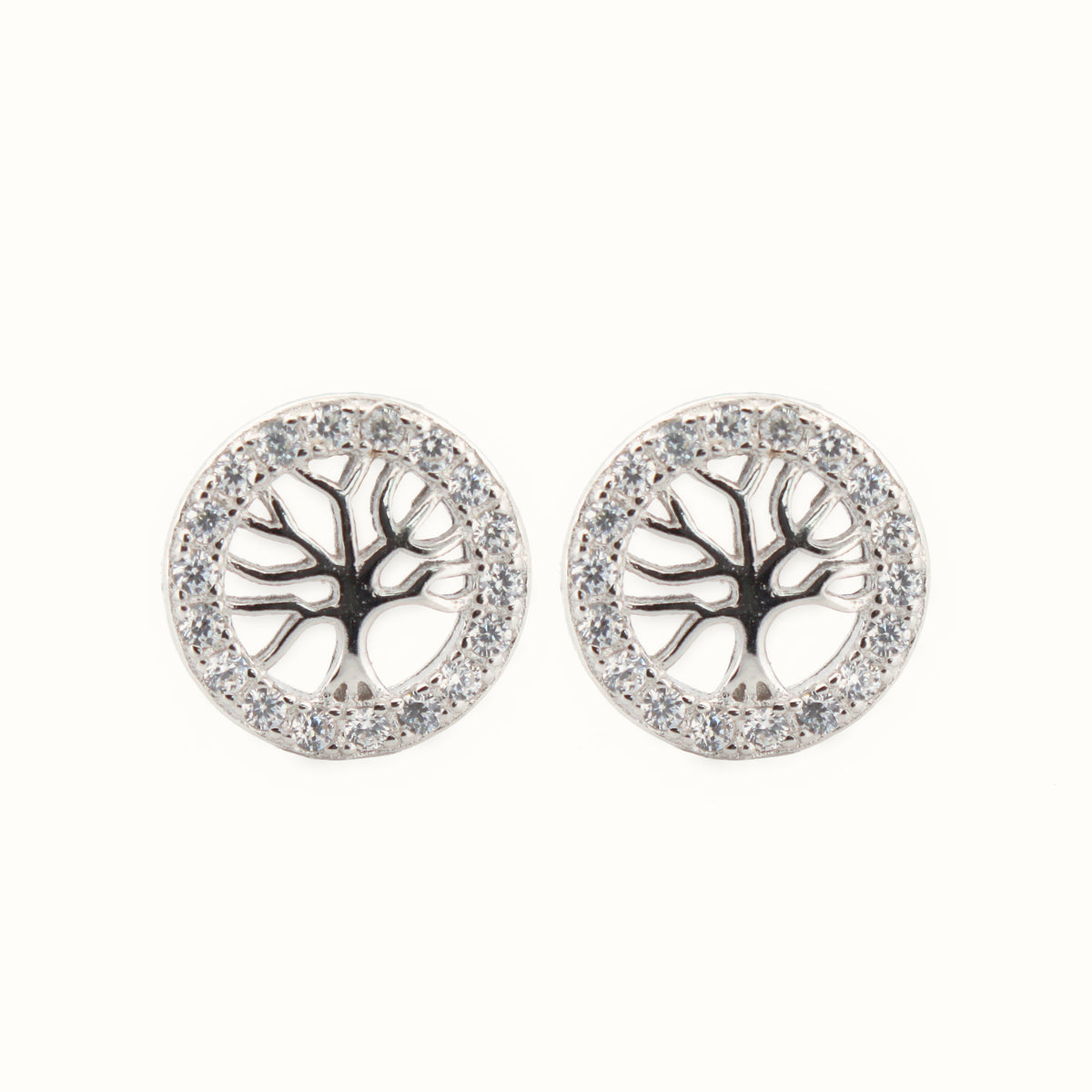 Sterling Silver Rhodium Plated CZ Set Stud Earrings – AES202