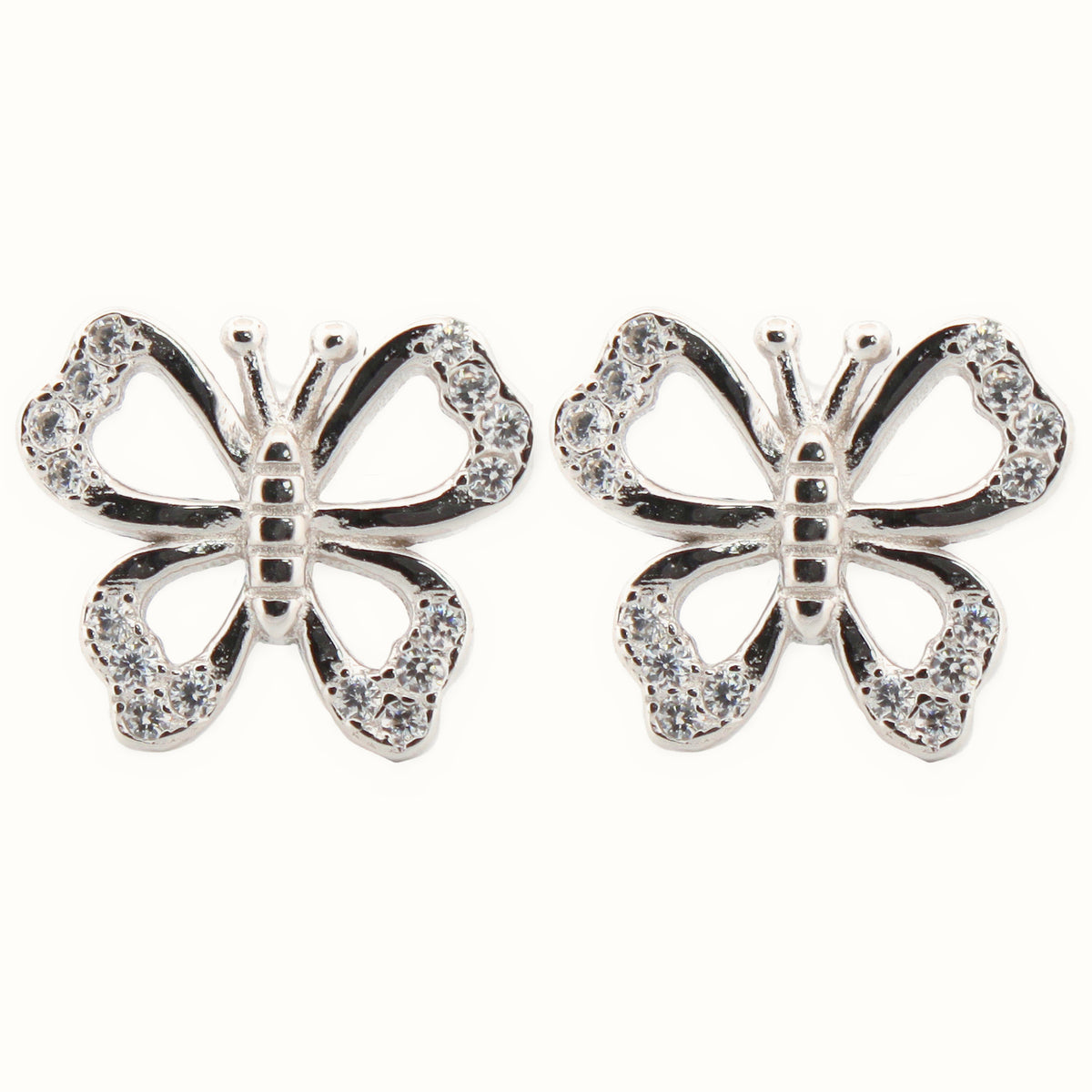 Sterling Silver Rhodium Plated CZ Set Stud Earrings – AES207