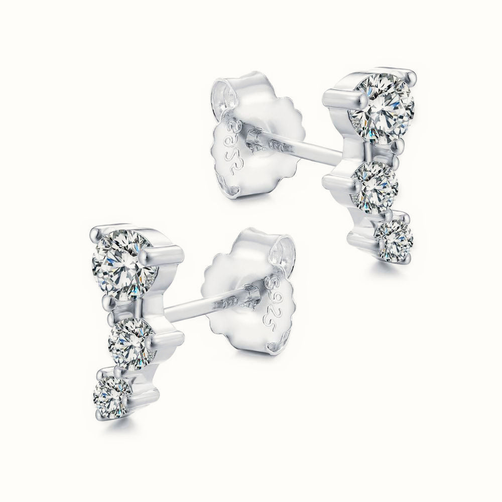 Sterling Silver Graduated Trilogy Drop Earrings – AES265