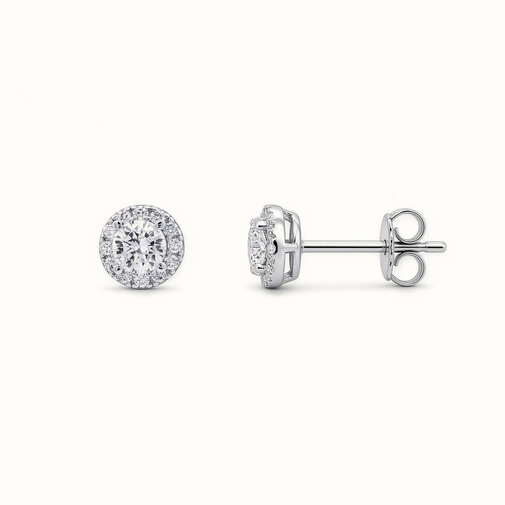 Sterling Silver CZ Set Halo Studs 4.5mm – AES268A