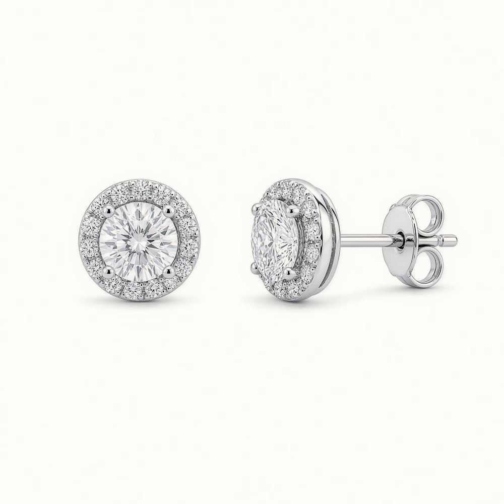 Sterling Silver CZ Set Halo Studs 5.5mm – AES268B
