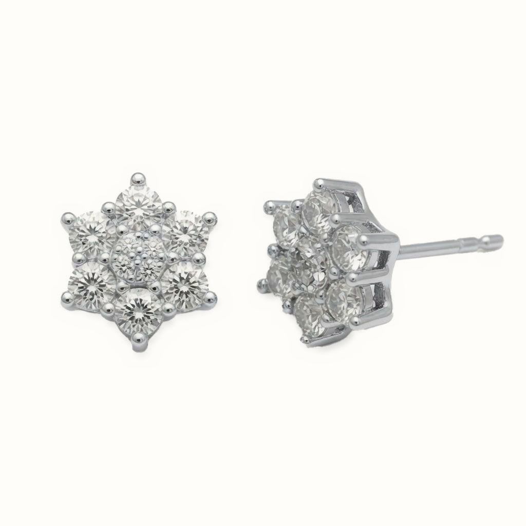 Sterling Silver CZ Star Cluster Stud Earrings – AES298