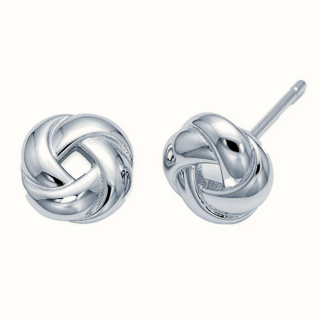 Sterling Silver Love Knot Stud Earrings – AES301