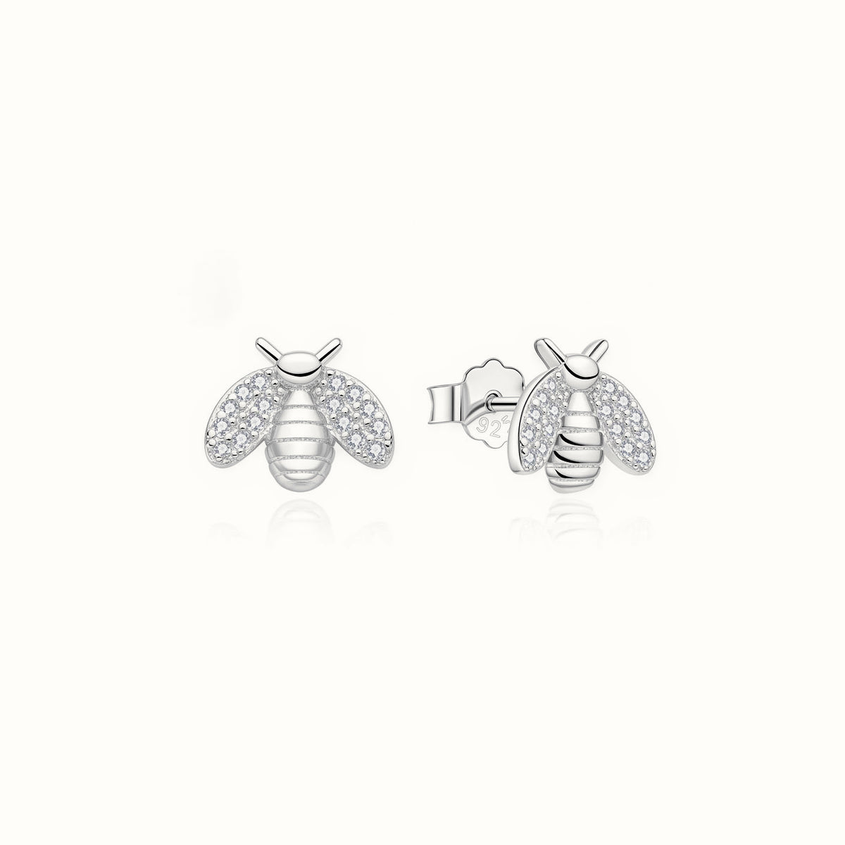 Sterling Silver Rhodium Plated CZ Set Bumble Bee Stud Earrings – AES324