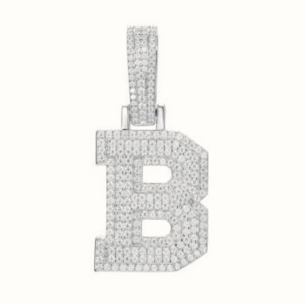 Sterling Silver CZ Set Initial Pendant – AIN004
