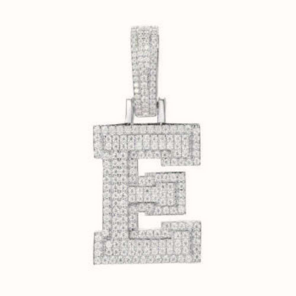 Sterling Silver CZ Set Initial Pendant – AIN004