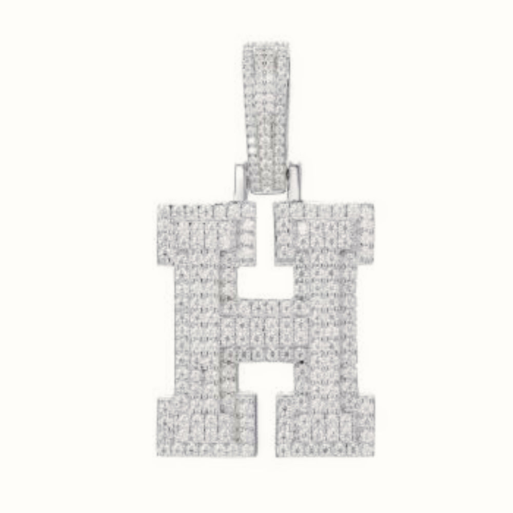 Sterling Silver CZ Set Initial Pendant – AIN004