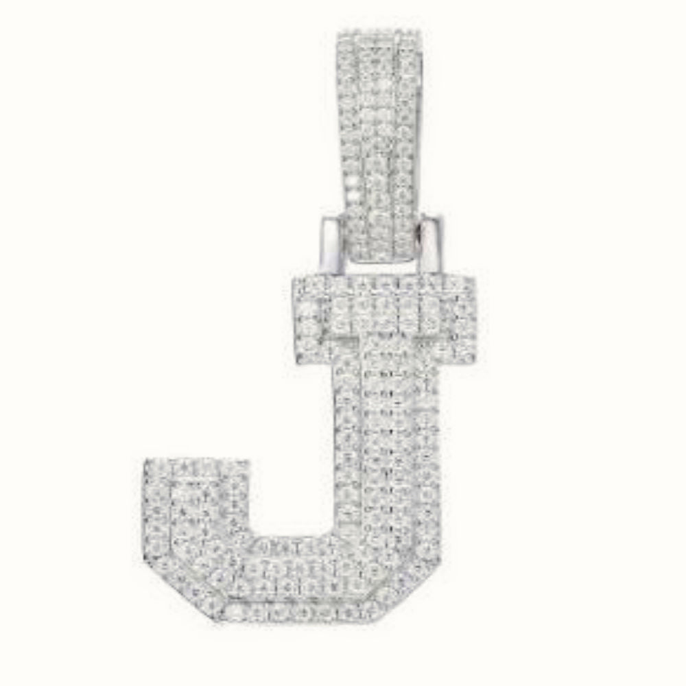 Sterling Silver CZ Set Initial Pendant – AIN004