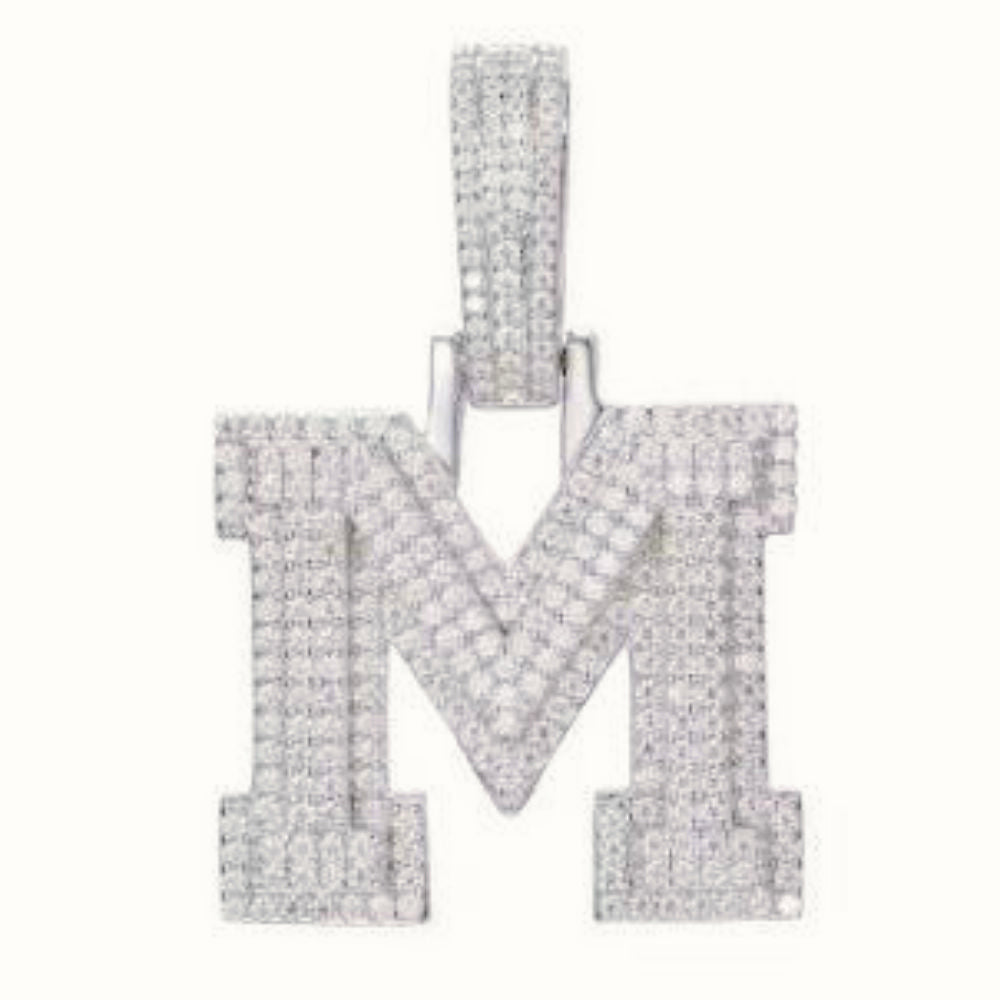 Sterling Silver CZ Set Initial Pendant – AIN004