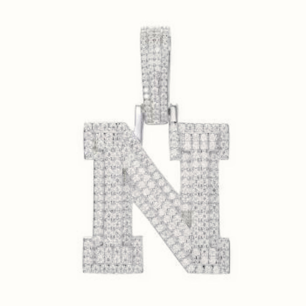 Sterling Silver CZ Set Initial Pendant – AIN004