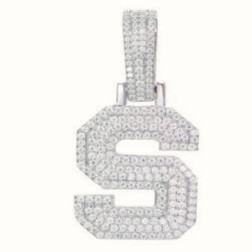 Sterling Silver CZ Set Initial Pendant – AIN004