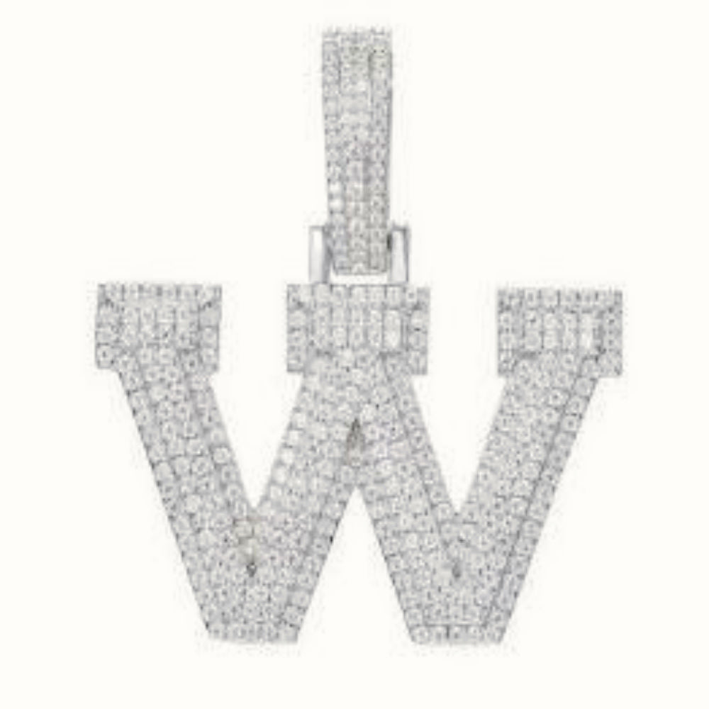 Sterling Silver CZ Set Initial Pendant – AIN004