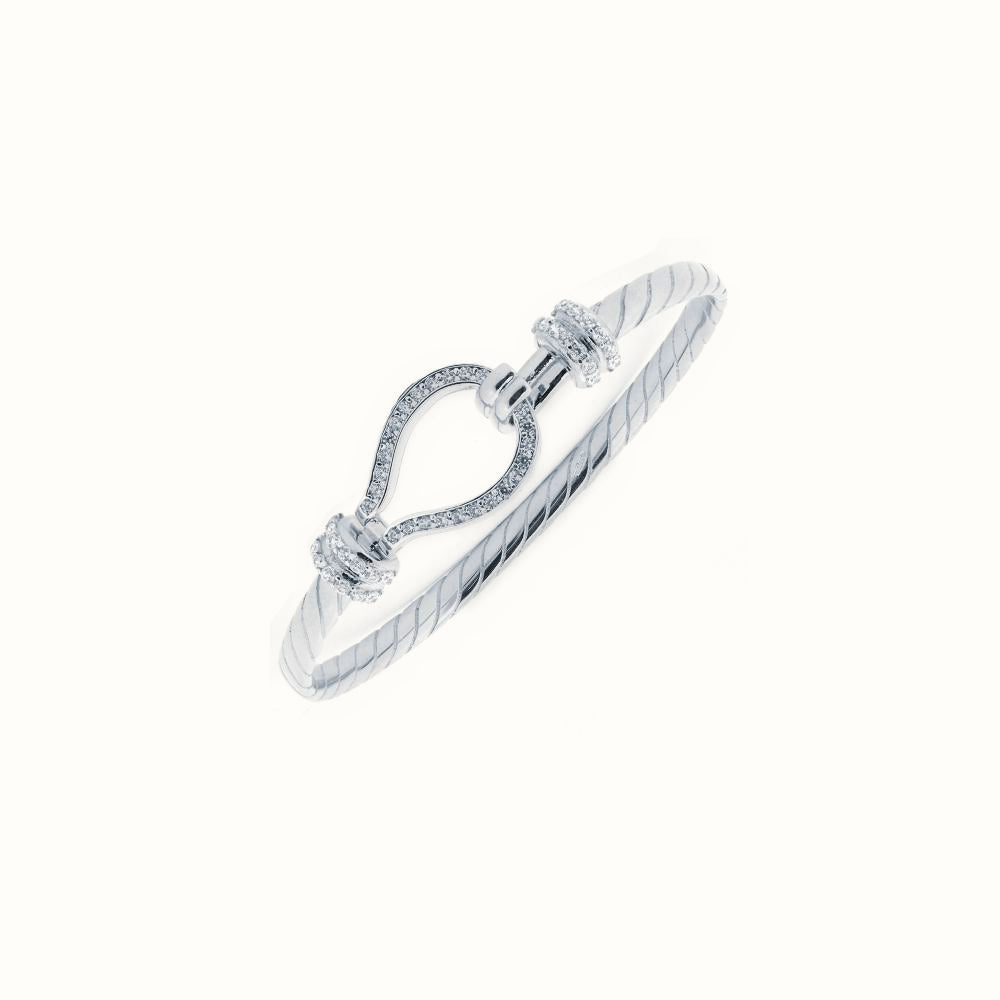 Sterling Silver Childs CZ Set Stirrup Bangle – AKB033