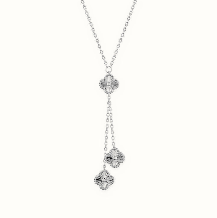 Sterling Silver CZ Clover Y-Necklace – ANC116