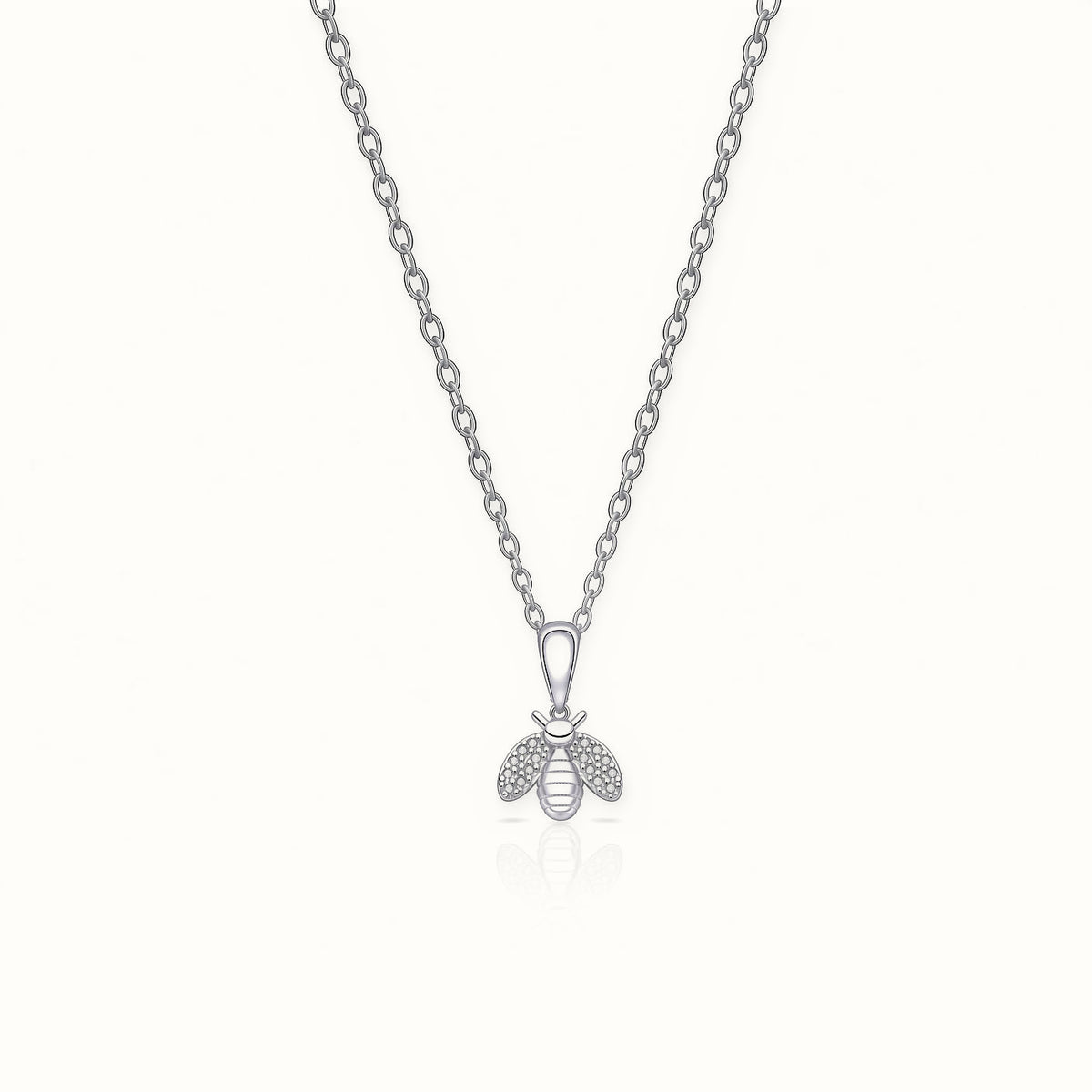Sterling Silver CZ Bee Pendant Necklace – ANC132