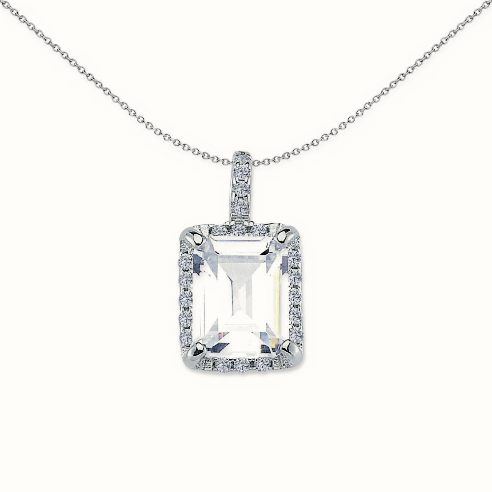 Sterling Silver Emerald Cut CZ Cluster Pendant – APD161
