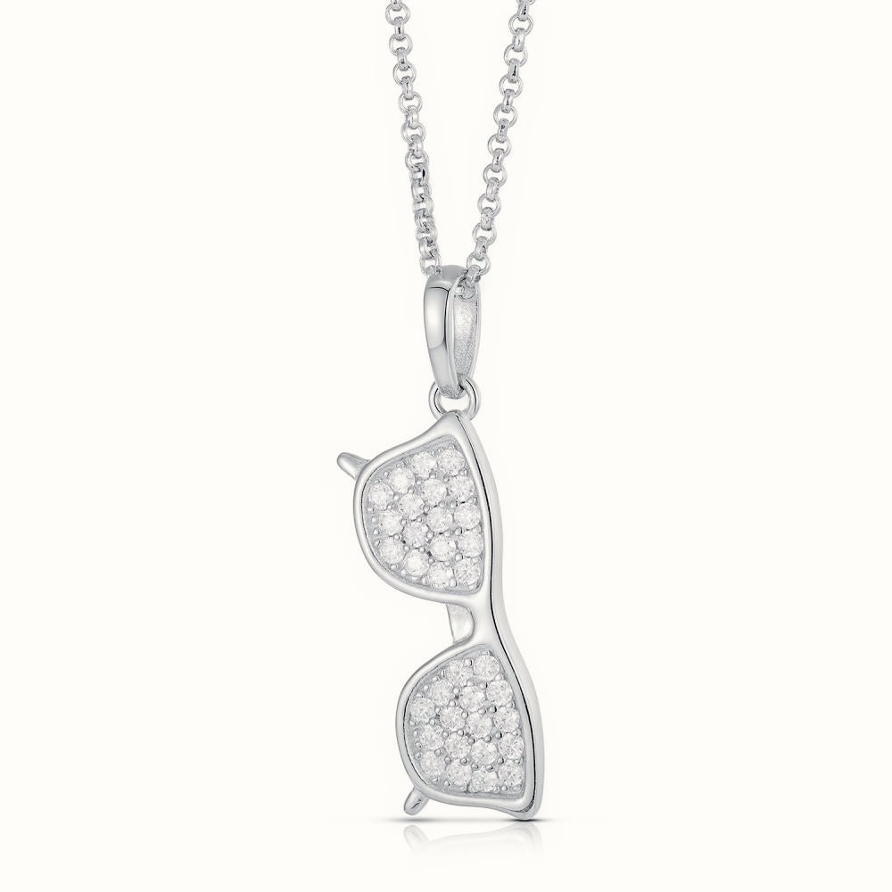 Sterling Silver CZ Set Sun Specs Pendant – APD180