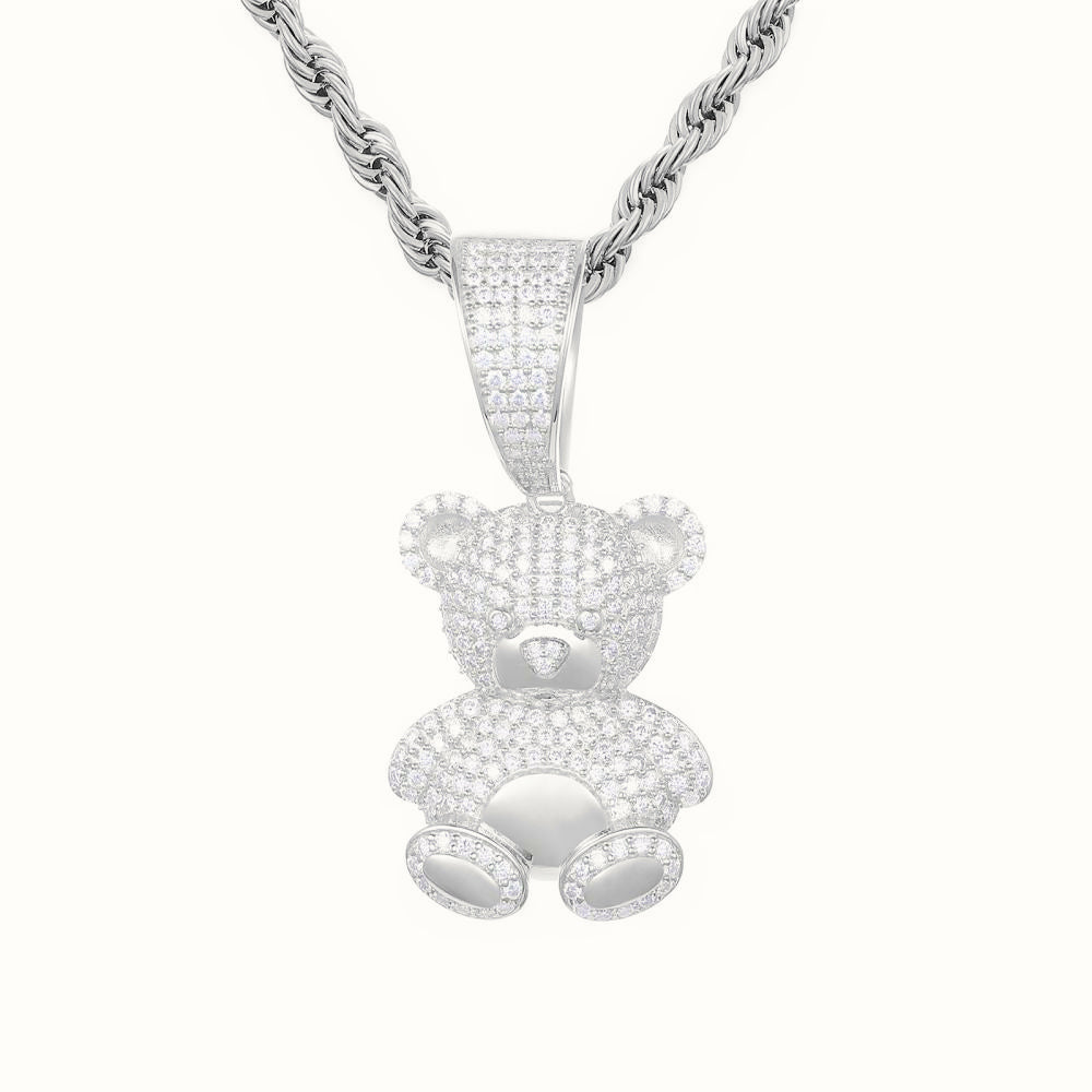 Sterling Silver CZ Set Teddy Bear Pendant – APD183