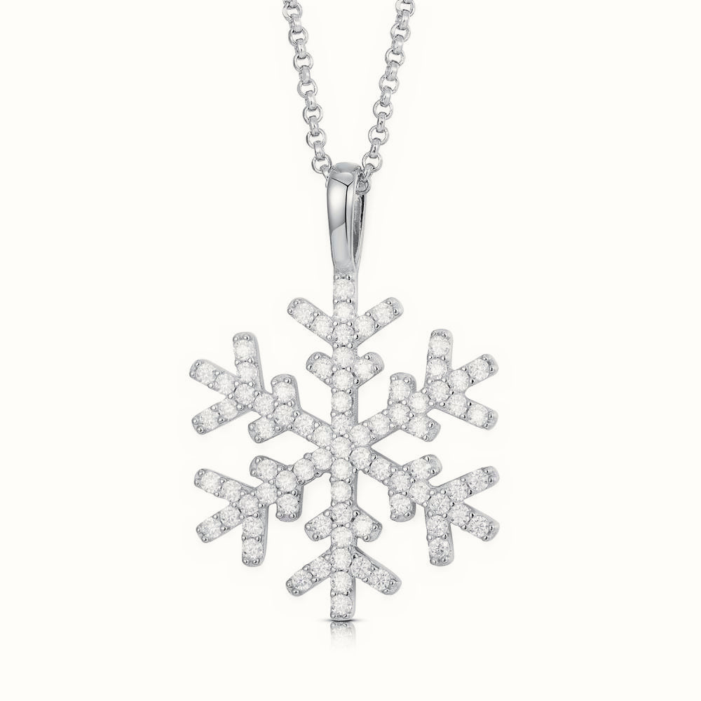 Sterling Silver CZ Set Snowflake Pendant – APD185