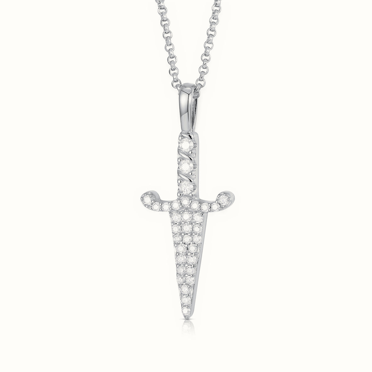 Sterling Silver CZ Set Dagger Pendant – APD196