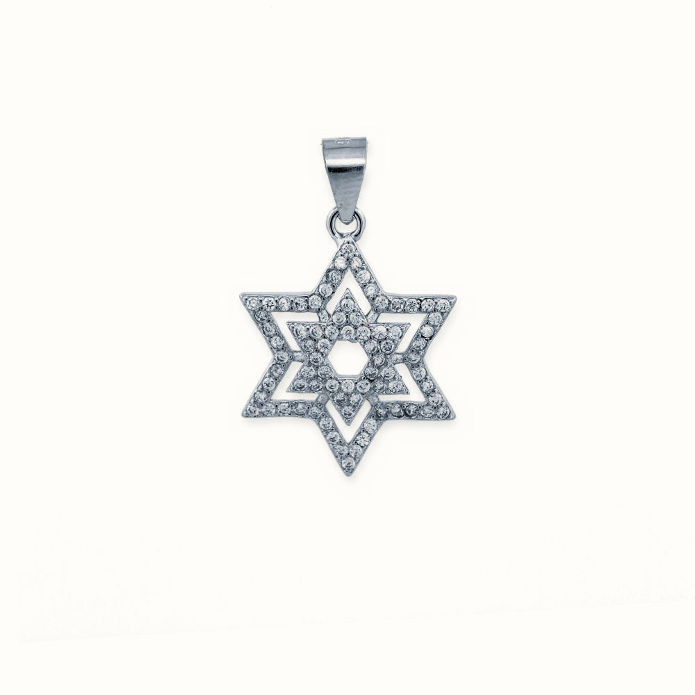 Sterling Silver CZ Set Star of David Pendant – APD206