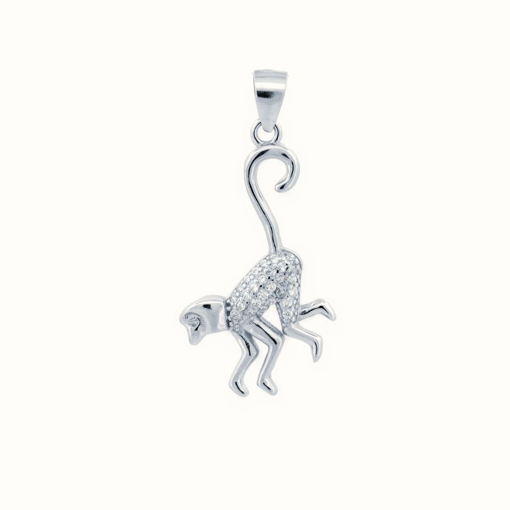 Sterling Silver CZ Set Monkey Pendant – APD211