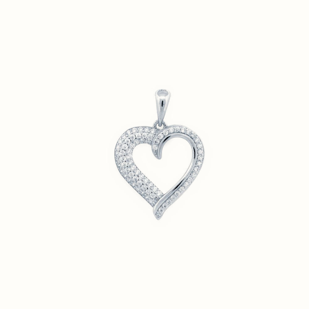 Sterling Silver CZ Set Heart Pendant – APD214