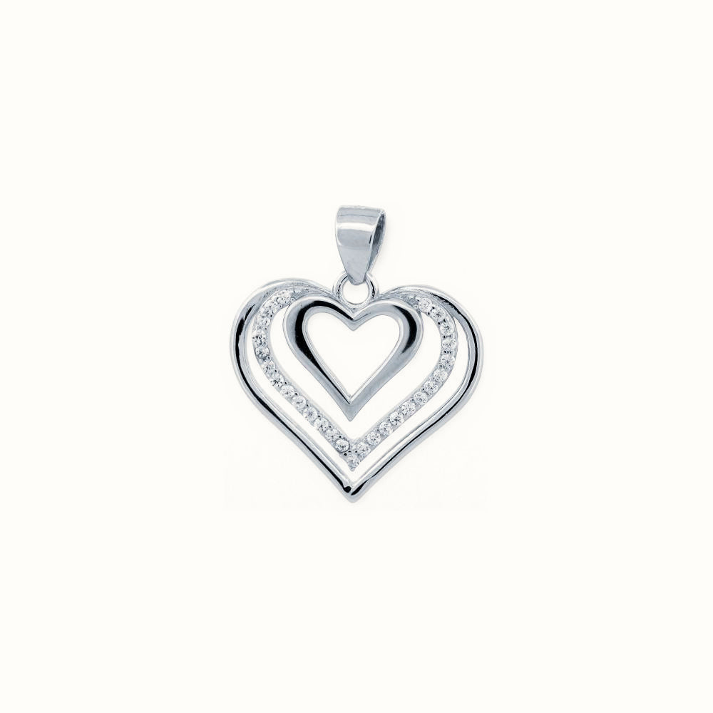 Sterling Silver CZ Set Heart Pendant – APD215