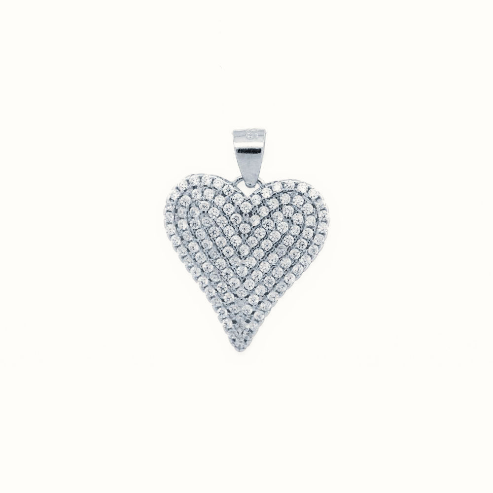 Sterling Silver CZ Set Heart Pendant – APD216