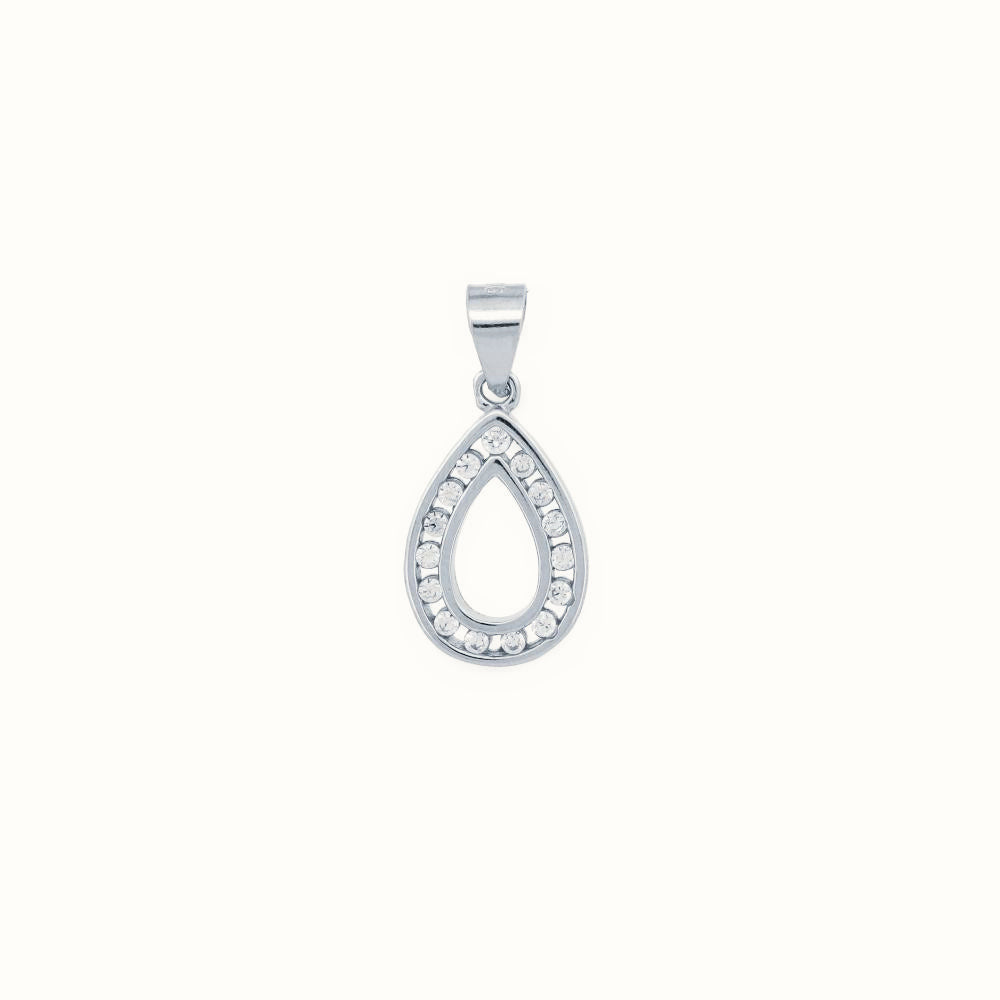 Sterling Silver CZ Set Tear Drop Pendant – APD217