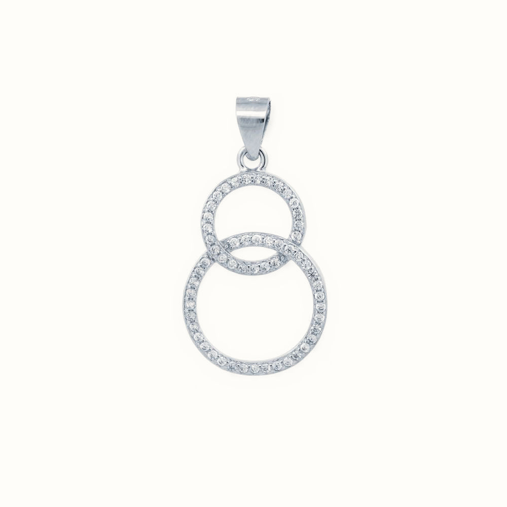 Sterling Silver CZ Set Double Circle Pendant – APD219