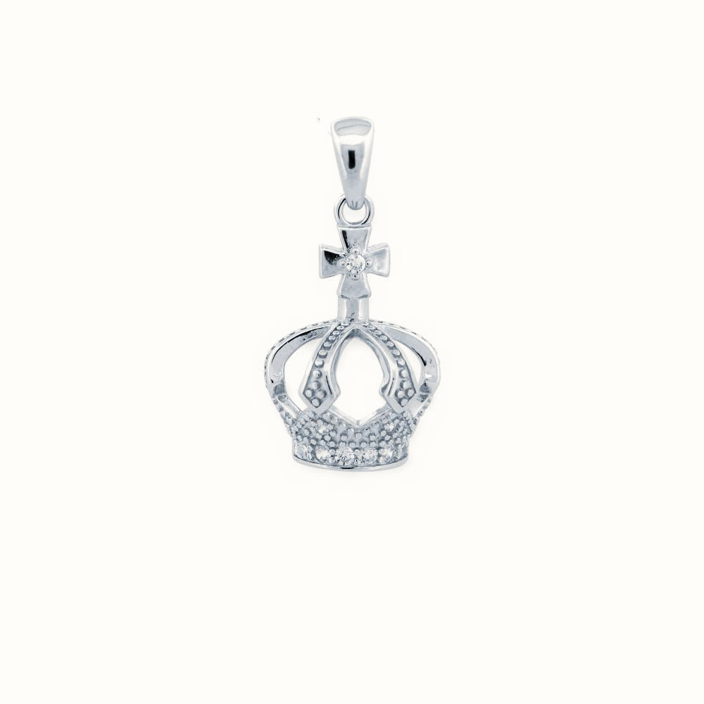 Sterling Silver CZ Set Crown Pendant – APD220