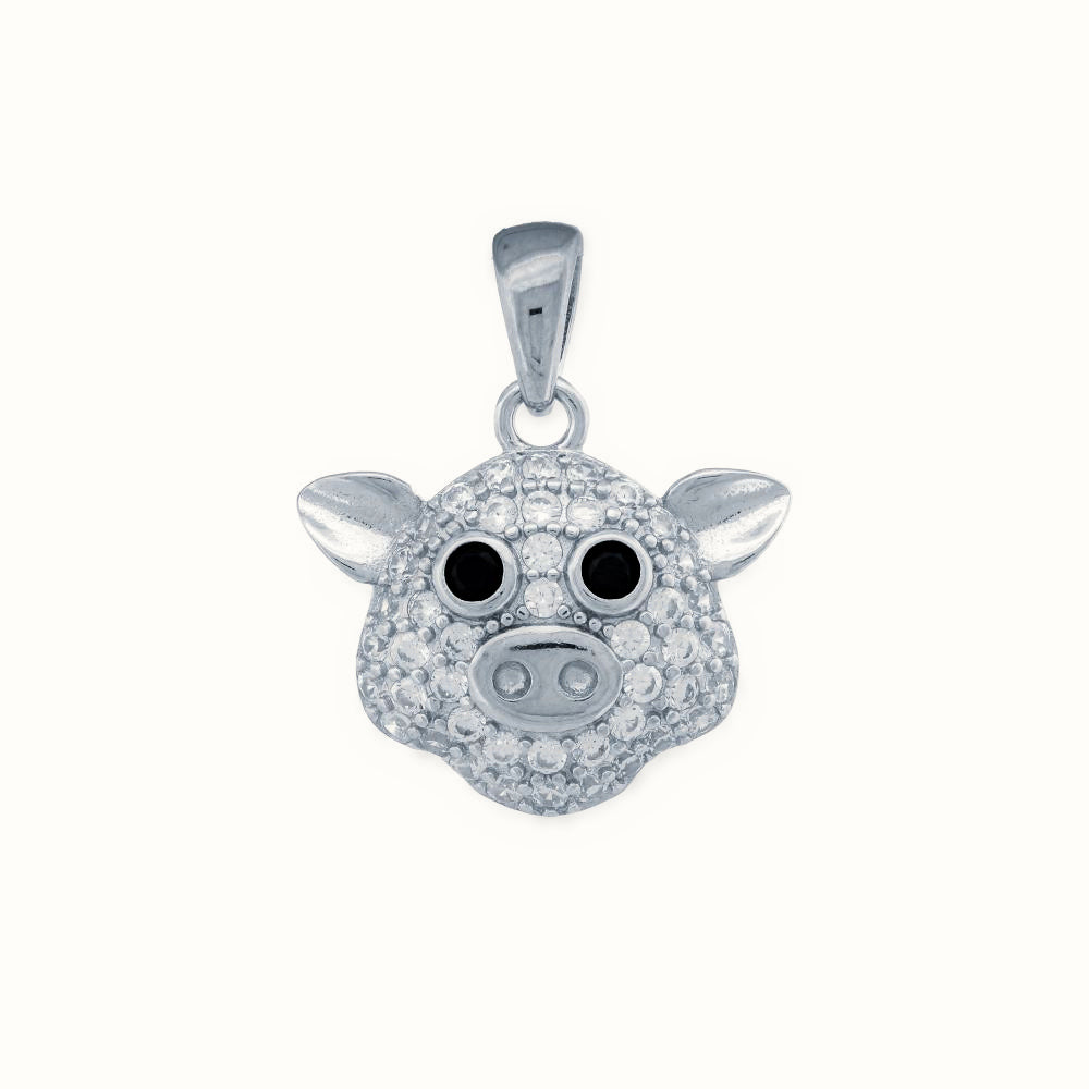 Sterling Silver CZ Set Piggy Pendant – APD221