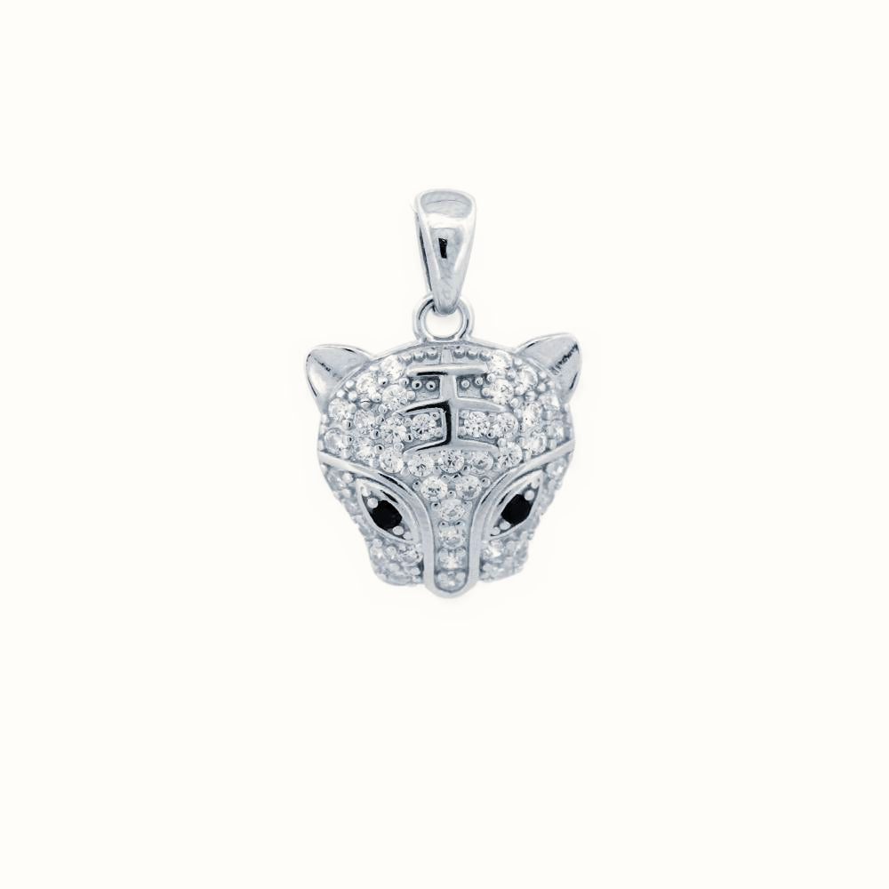 Sterling Silver CZ Set Tiger Pendant – APD222