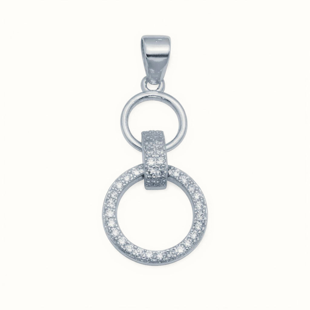 Sterling Silver CZ Linked Circle Pendant – APD243