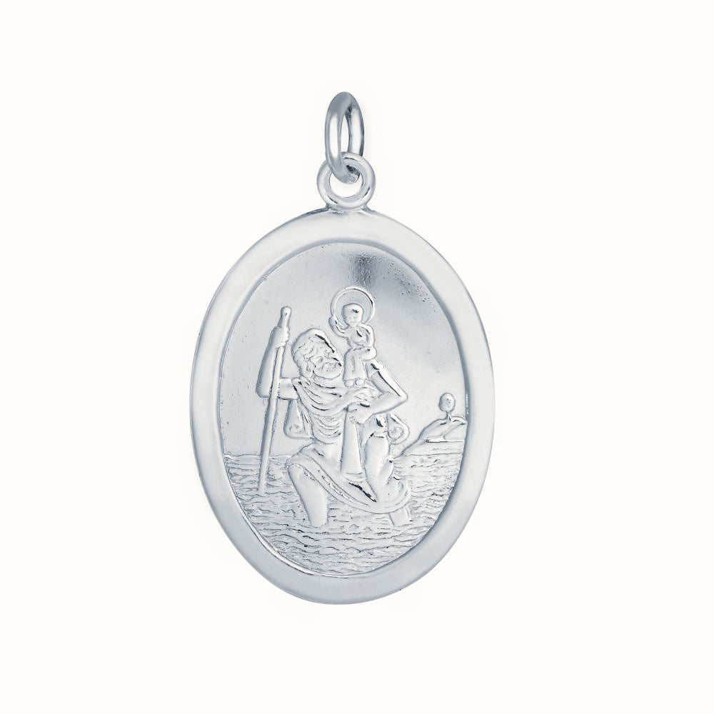 Sterling Silver Oval St Christopher Medal – APM011