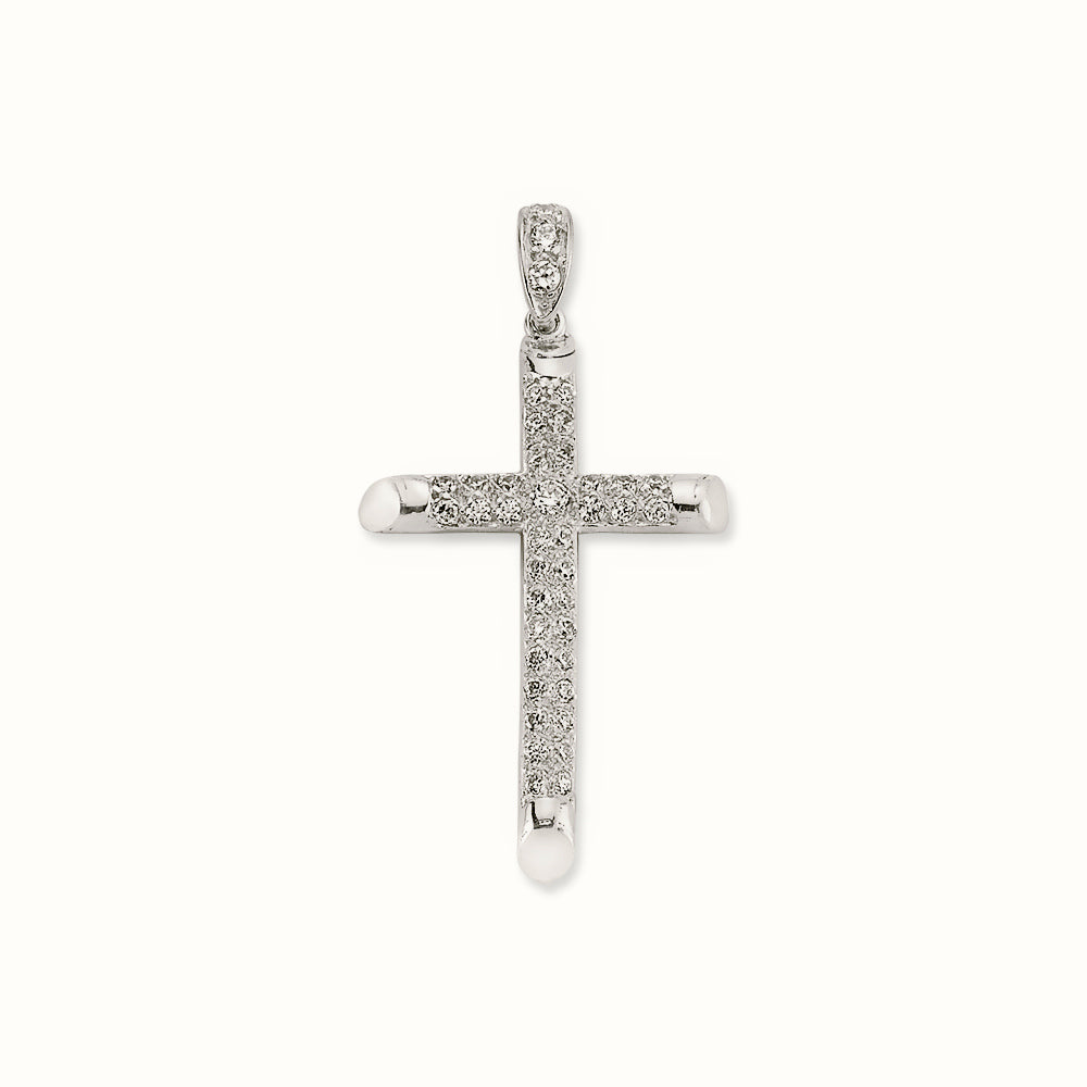 Sterling Silver CZ Set Cross – APX016