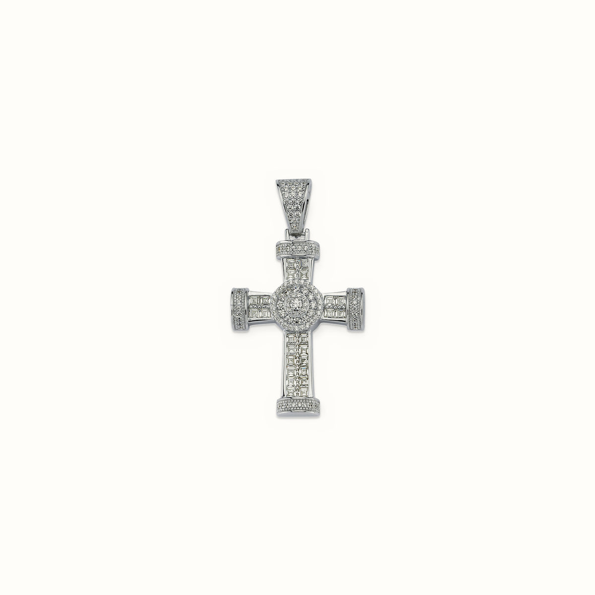 Sterling Silver CZ Set Cross – APX018