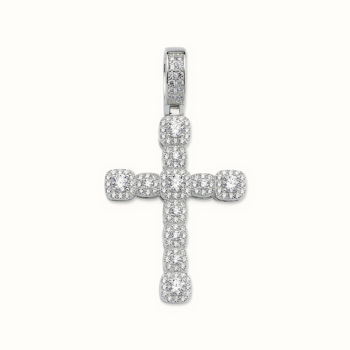 Sterling Silver CZ Set Cluster Cross – APX019