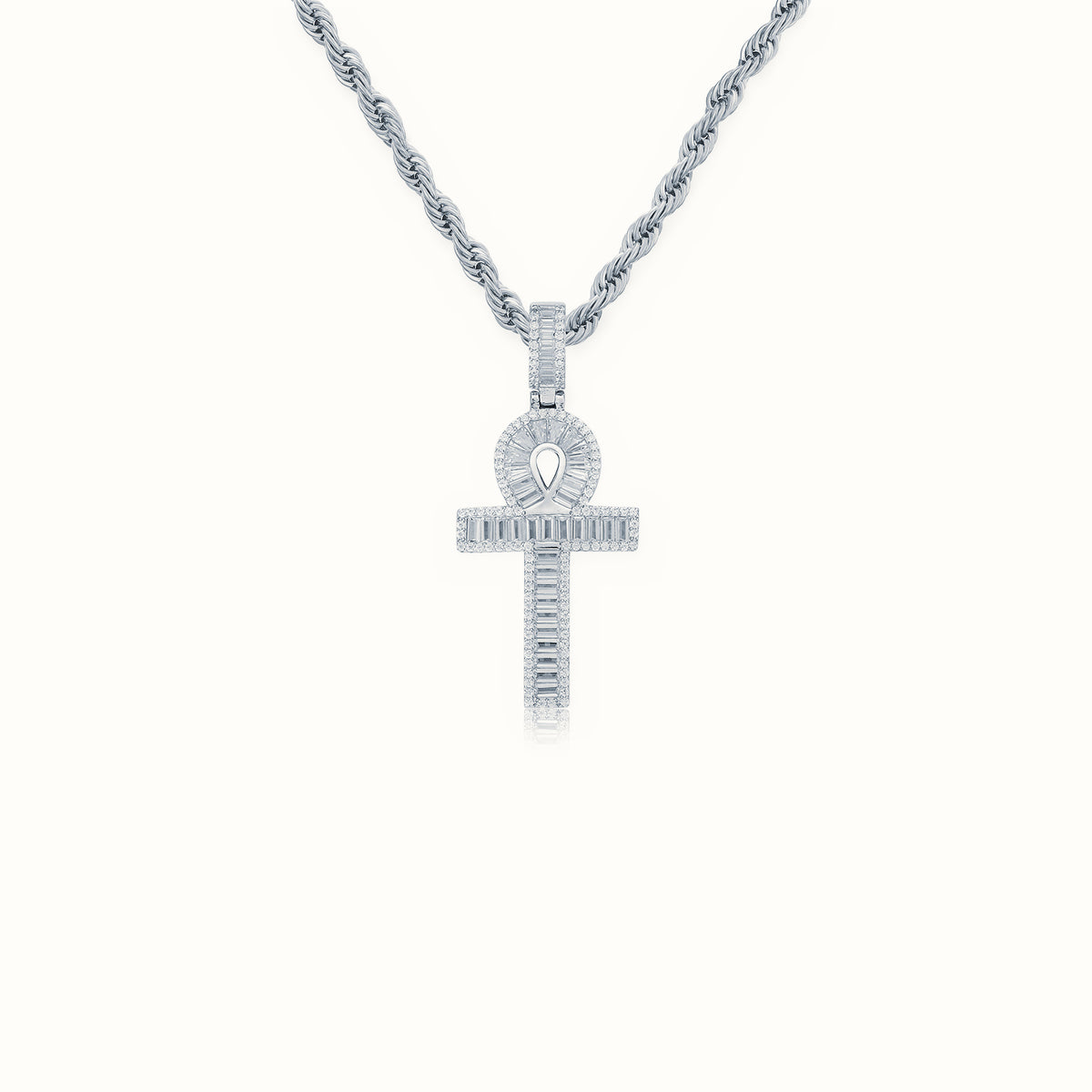 Sterling Silver Anc Style Baguette CZ Set Cross – APX047