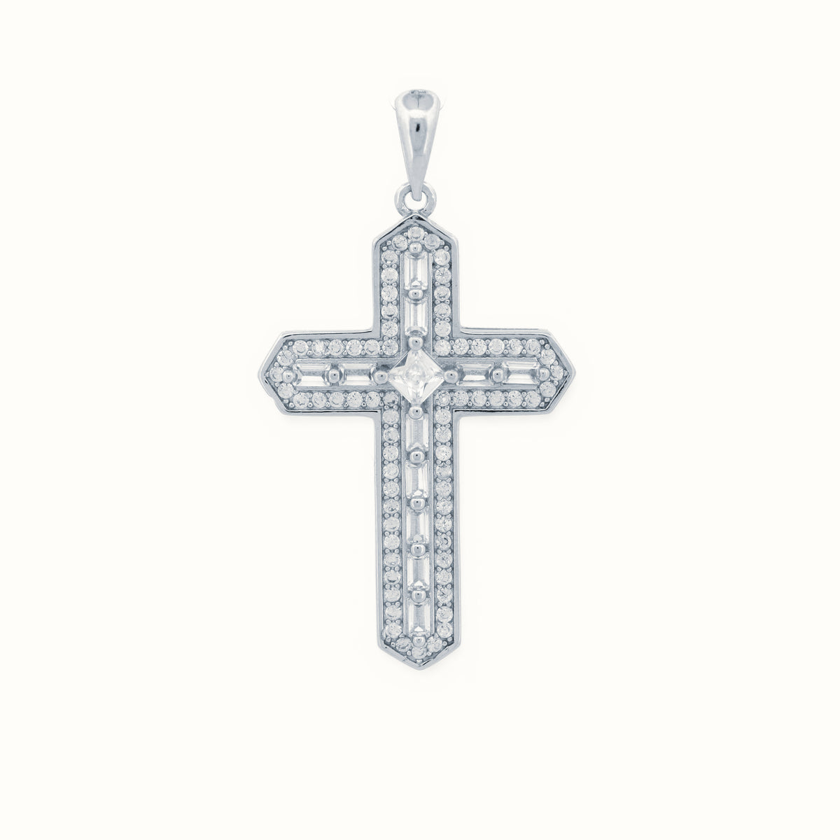 Sterling Silver CZ Set Cross – APX057