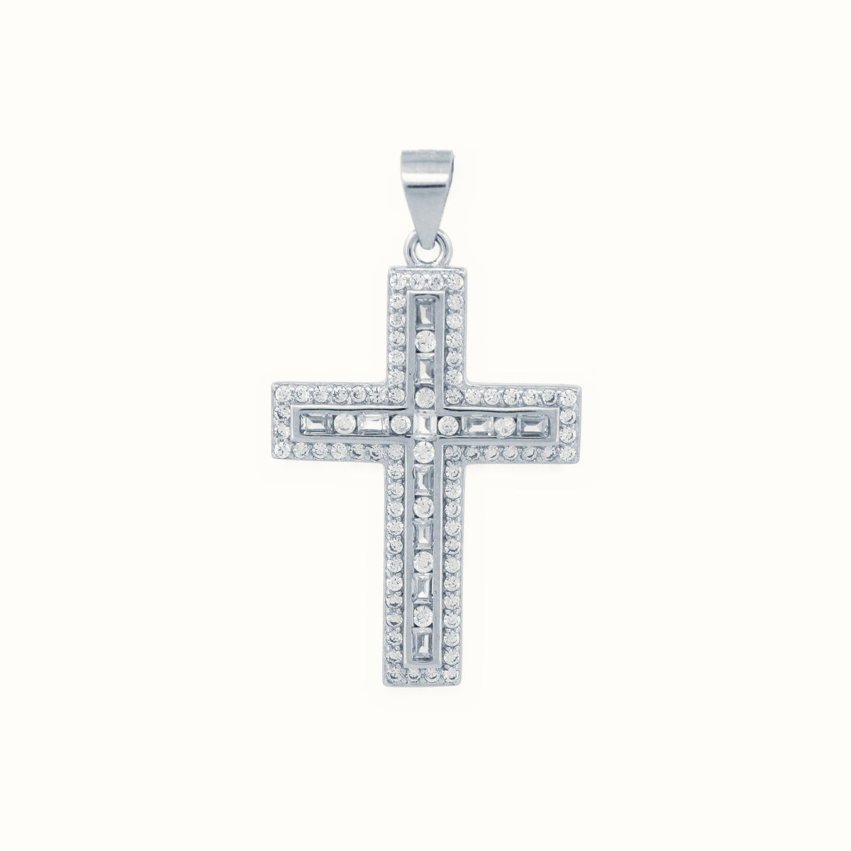 Sterling Silver CZ Set Cross – APX059
