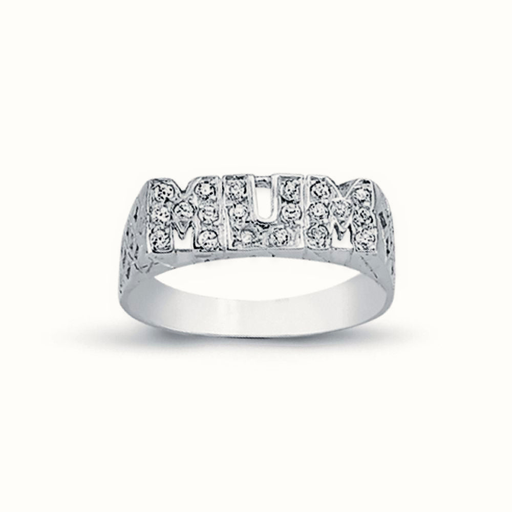 Sterling Silver CZ Set Mum Ring Filligree Shoulders – ARN100